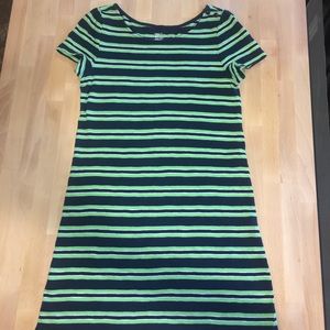 GAP Green, White, & Navy Striped 100% Cotton Dress